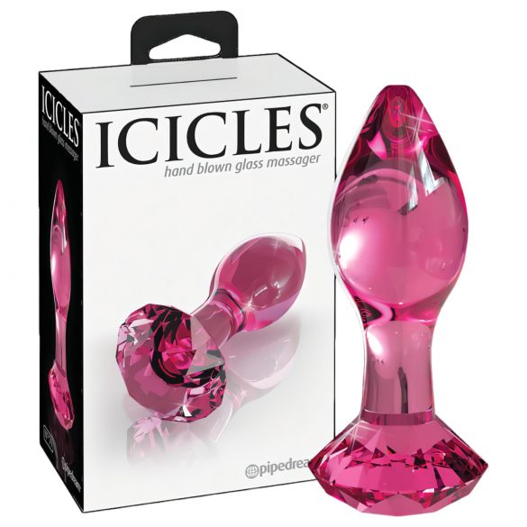 Icicles No. 79 - Kegelförmiger Glas-Analdildo (pink)