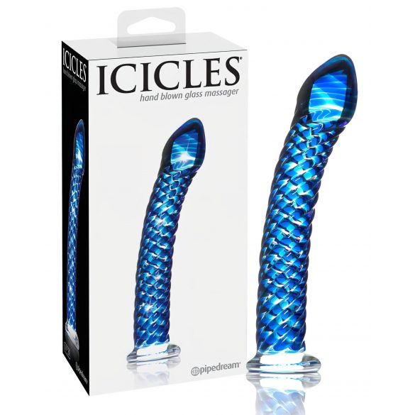 Icicles No. 29 - spiralförmiger Glasdildo (blau)