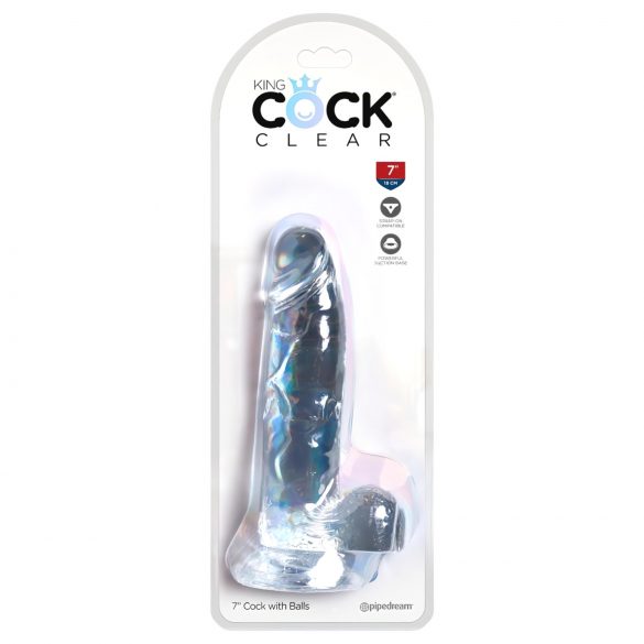 King Cock Clear 7 - Saugnapf Dildo mit Hoden (18 cm)