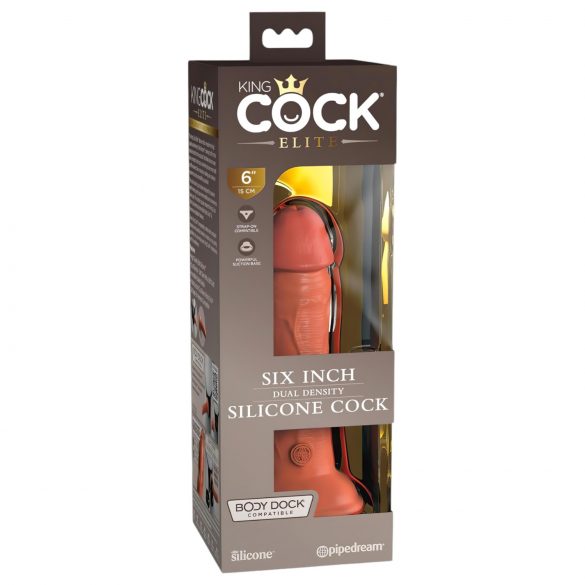 King Cock Elite 6 - realistischer Saugnapf-Dildo (15 cm) - dunkel