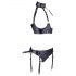 Cottelli Bondage - Glänzendes Hebe-BH-Set mit Handschellen (Schwarz) - XL