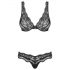 Obsessive Luvae - Blumiges Strass-BH-Set (Schwarz)