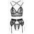 Abierta Fina - Spitzen-Dessous-Set (schwarz) - L