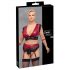 Cottelli Bondage Plus Size - Spitze BH-Set (Rot-Schwarz)