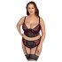 Cottelli Plus Size - BH-Set mit Strapsen (schwarz-rot)