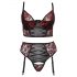 Cottelli Plus Size - BH-Set mit Strapsen (schwarz-rot)