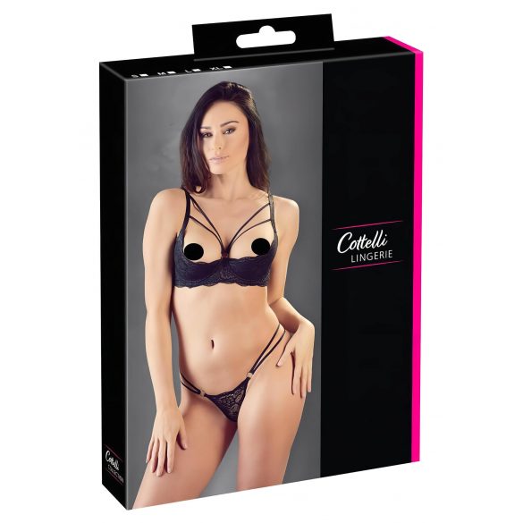 Cottelli - Träger-Ring-BH und Tanga (schwarz) - 75C/S