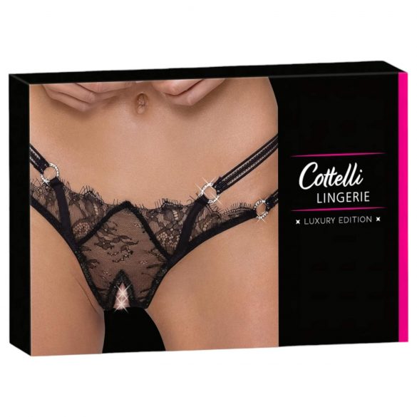 Cottelli - Luxus Offener Ring-String (Schwarz) - M/L