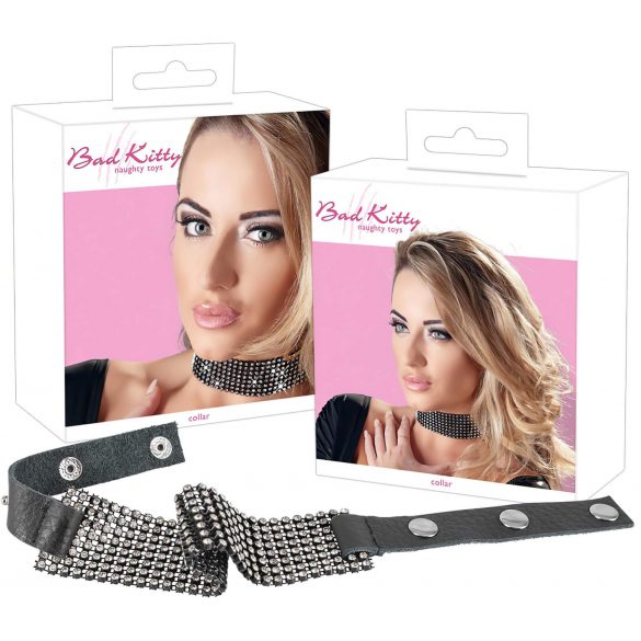 Bad Kitty - Schwarzes Strass-Halsband