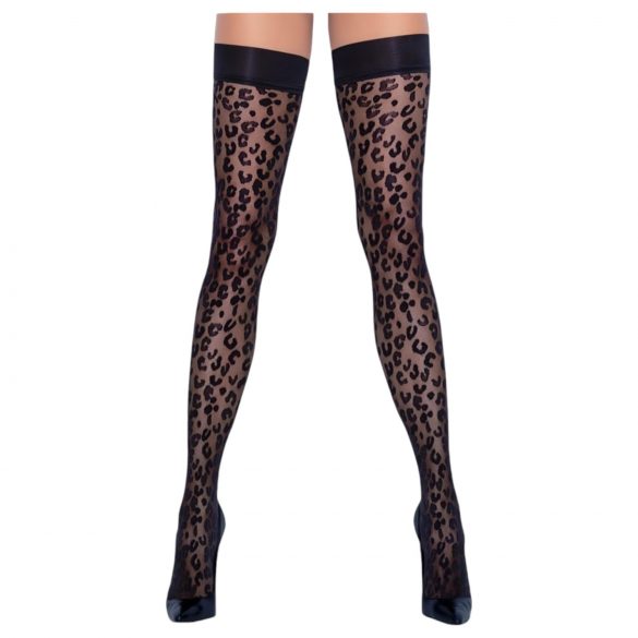 Cottelli Legwear - Schwarze Leoparden-Overknees