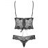 Obsessive Alluria - Blumen-Spitzenbody (schwarz)