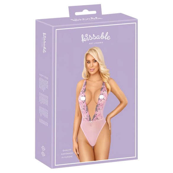 Kissable - Rosé bestickter Body (Pink)