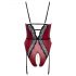 Abierta Fina - Offener Body mit Strumpfhalter (schwarz-rot) - M