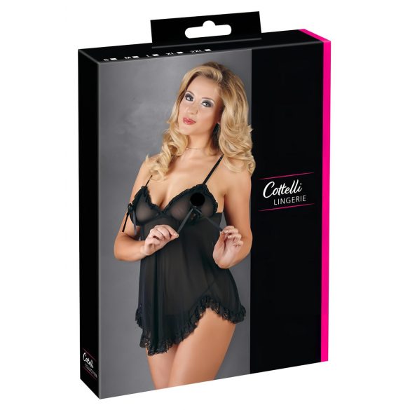 Cottelli - Luftiges, Rüschen-Babydoll (schwarz) - XL