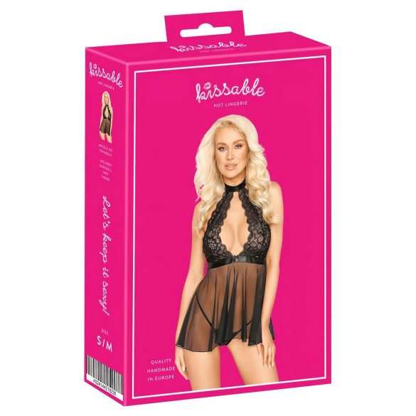 Kissable - Halsband Baby-Doll aus Spitze (schwarz) - L/XL