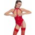 Black Level – Offener Body mit Halsband (Rot) - XXL