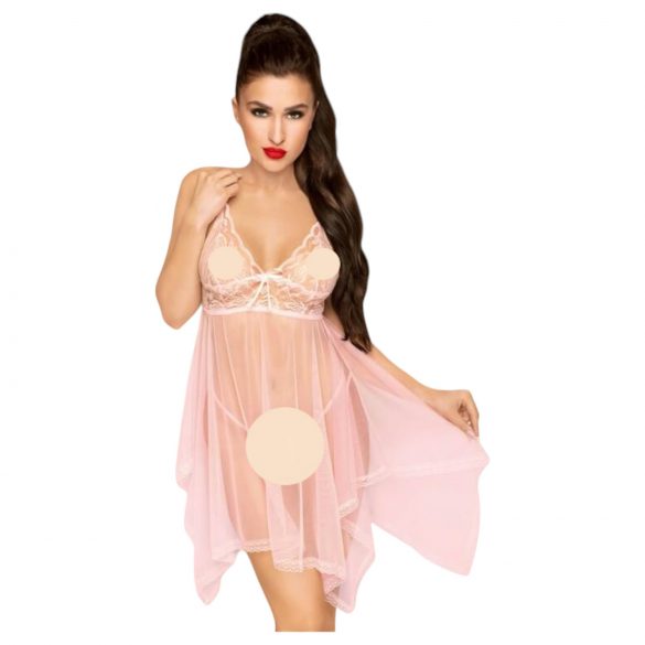 Penthouse Naughty Doll - Spitzenkleid & String (Pink) - L/XL