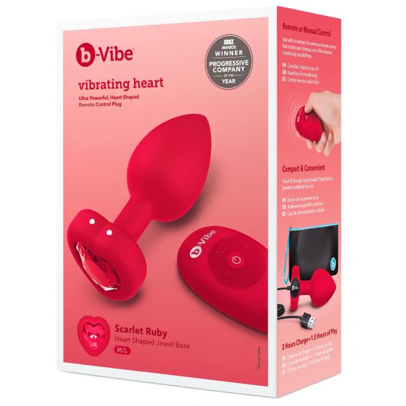 B-vibe Herz - Akku Analdildo mit Fernbedienung (Rot)