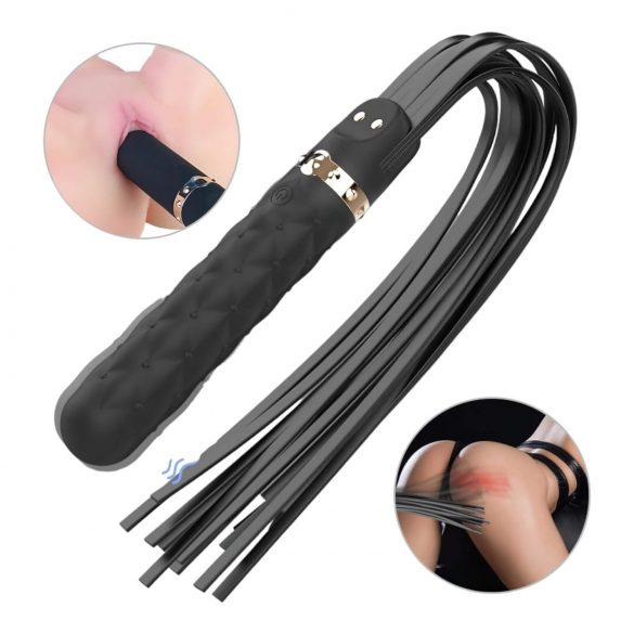 Sex HD Bloody Mary - Wiederaufladbarer, wasserfester Vibrator & Peitsche (schwarz)