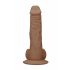 RealRock Dong 8 - Lebensechter Dildo mit Hoden (20cm) - Dunkles Natur.