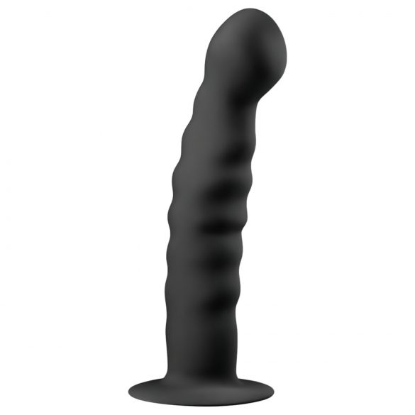 Easytoys Gerippt - Saugnapf Anal-Dildo (14cm) - Schwarz