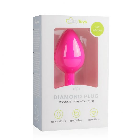 Easytoys Diamond - Mittlerer Analplug mit weißem Stein - Pink