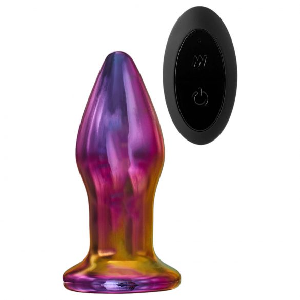 Glamour Glass - Kegel geformter Glas Analvibrator, bunte Fernbedienung