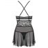 Obsessive 838-BAB-1 - Transparenter Spitzen-Babydoll mit String (Schwarz)